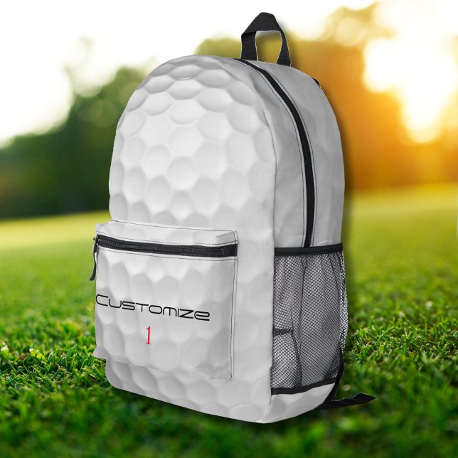 Golf Ball Dimples Personalised Text and Number Printed Backpack (Creator Uploaded)
