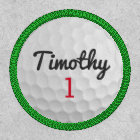 Golf Ball Dimples with Black Name Red Number