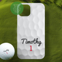 Golf Ball Dimples with Black Name Red Number