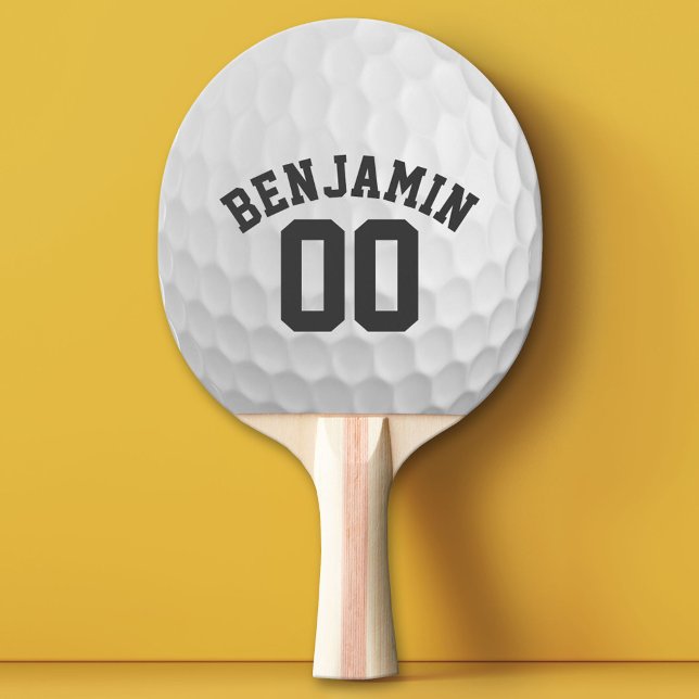 Golf Ball Dimples with Custom Name Number Ping Pong Paddle (Custom Ping Pong Paddle with a Sports Theme)