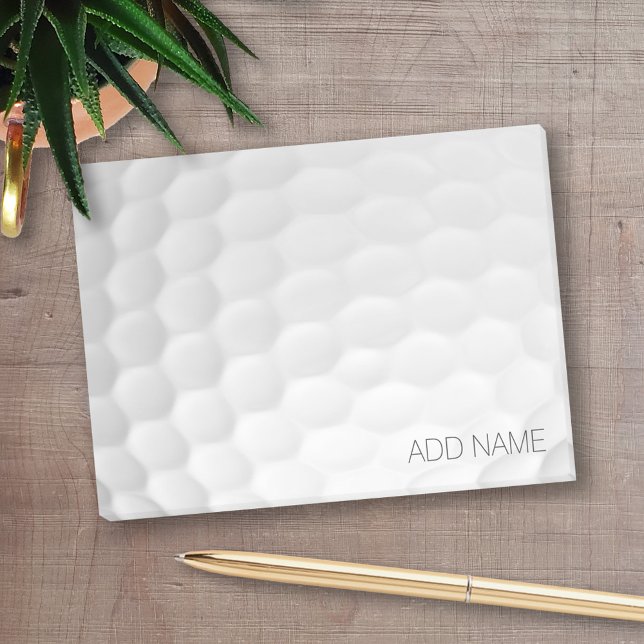 Golf Ball Dimples with Custom Name Post-it Notes (Personalized Post-It Note - Golf Theme)