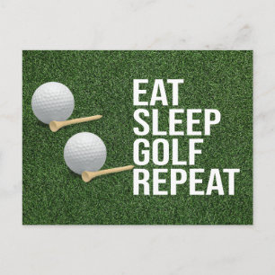 Golf Ball eat sleep golf repeat on green grass Postcard
