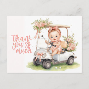 Golf ball for Baby Girl Golfer Thank you postcard