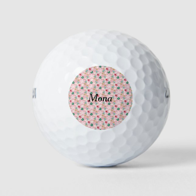 Golf Ball for Female with Pink Flowers (Front)
