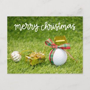 Golf ball for Merry Christmas to golfer Postcard