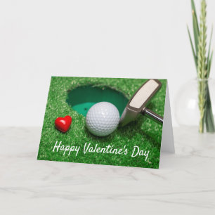 Golf ball for Valentine's Day send love to golfer Holiday Card