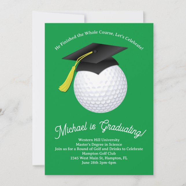 Golf Ball Graduation Party Invitation (Front)