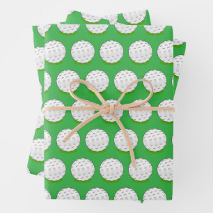 Golf Ball Green White Pattern Wrapping Paper Sheet