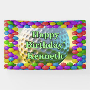 Golf Ball Happy Birthday custom Vinyl Banner