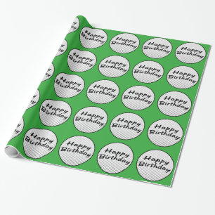 Golf Ball Happy Birthday Wrapping Paper