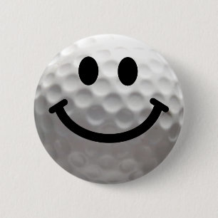 Golf ball Happy Face 6 Cm Round Badge