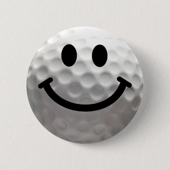 Golf ball Happy Face 6 Cm Round Badge (Front)