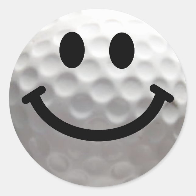 Golf ball Happy Face Classic Round Sticker (Front)