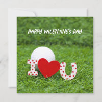 Golf ball I love you green Happy Valentine's Day