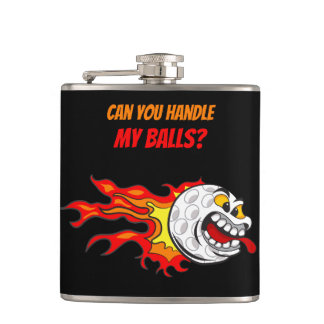 Golf Ball in Flames, Black Hip Flask