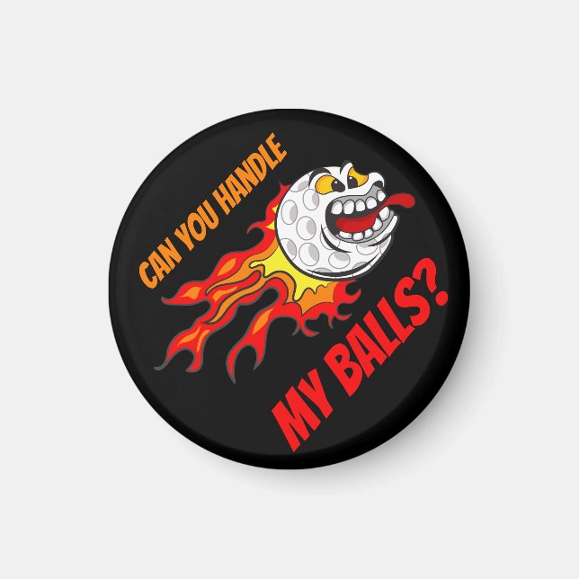 Golf Ball in Flames, Black Magnet (Front)