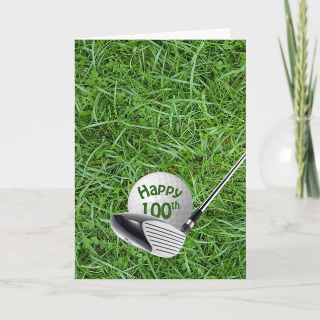 Golf Ball In Grass 100th Birthday Card (Front)