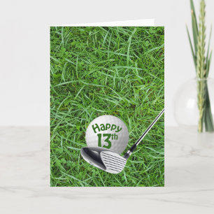 Golf Ball In Grass 13th Birthday Card