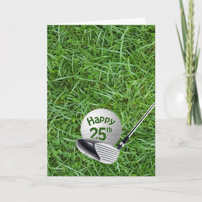 Golf Ball In Grass 25th Birthday Card (Front)