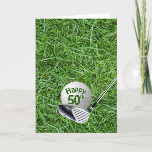 Golf Ball In Grass 50th Birthday Card
