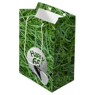 Golf Ball In Grass 65th Birthday  Medium Gift Bag