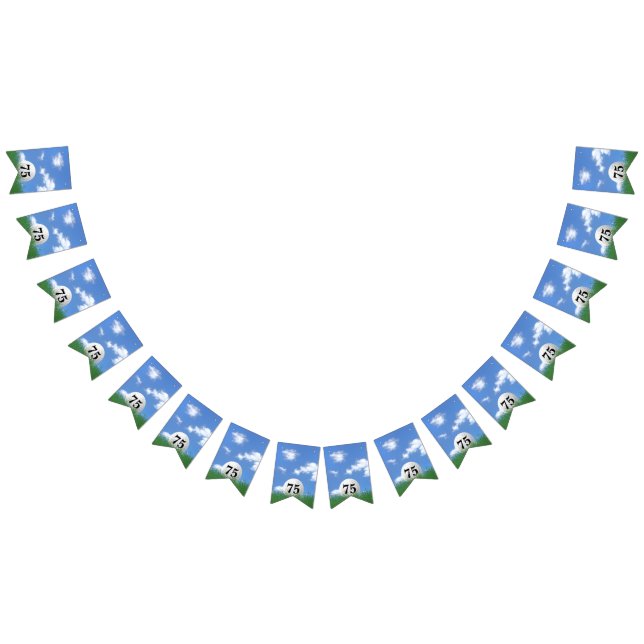 golf ball in grass for 75th birthday bunting  (All)