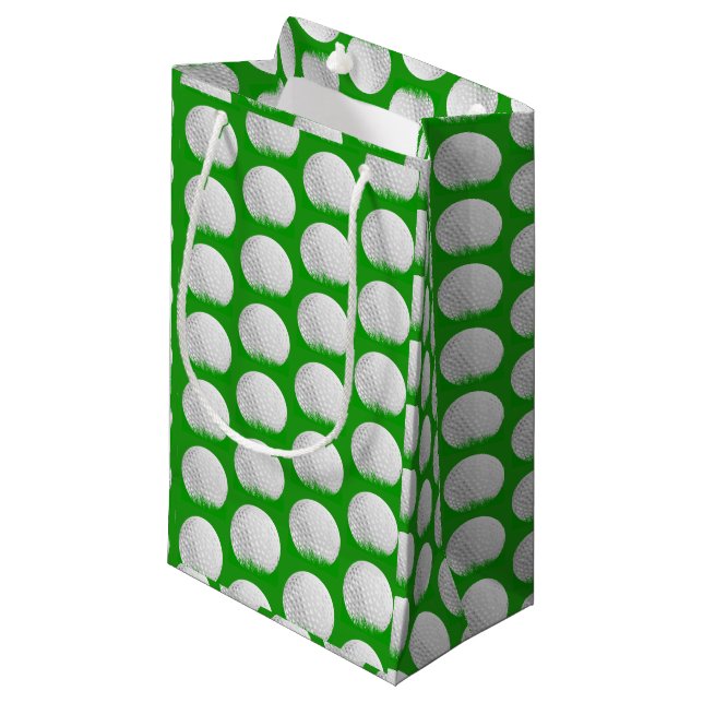 Golf Ball in Grass Pattern Small Gift Bag (Front Angled)