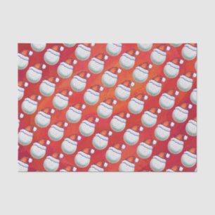 Golf Ball in Santa Hat Pattern on Red Tissue Paper