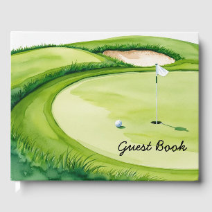 Golf ball is on putting green  guest book