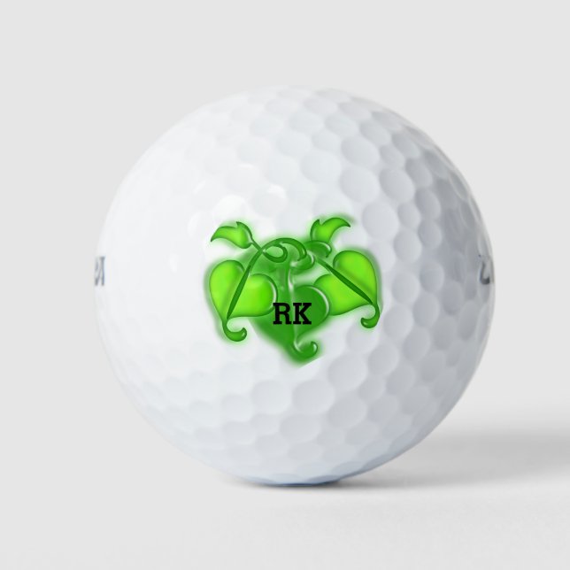 Golf Ball - Ivy Leaves and Initials (Front)