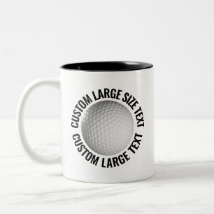Golf Ball & Large Text BLACK 11oz Custom Two-Tone Coffee Mug