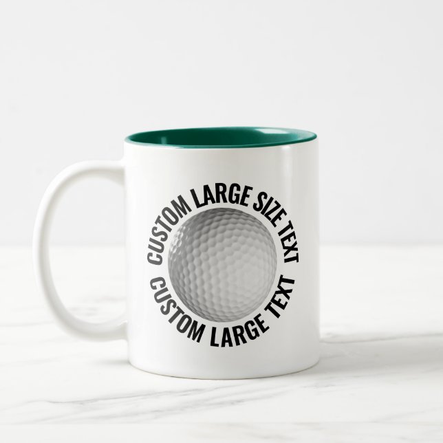 Golf Ball & Large Text HUNTER GREEN 11oz Custom Two-Tone Coffee Mug (Left)