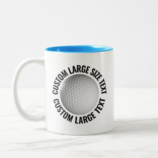 Golf Ball & Large Text LIGHT BLUE 11oz Custom Two-Tone Coffee Mug