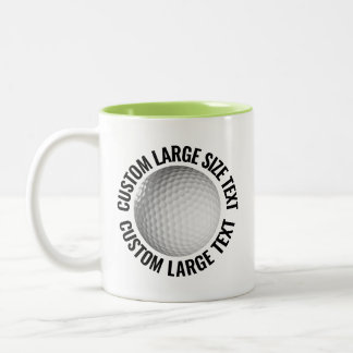 Golf Ball & Large Text LIME GREEN 11oz Custom Two-Tone Coffee Mug