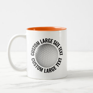 Golf Ball & Large Text ORANGE 11oz Custom Two-Tone Coffee Mug
