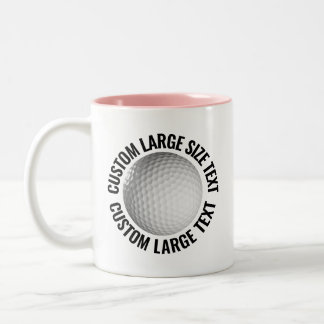 Golf Ball & Large Text PINK 11oz Custom Two-Tone Coffee Mug
