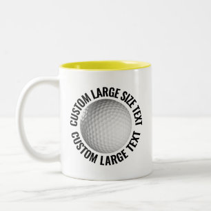 Golf Ball & Large Text YELLOW 11oz Custom Two-Tone Coffee Mug