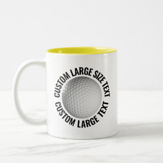 Golf Ball & Large Text YELLOW 11oz Custom Two-Tone Coffee Mug