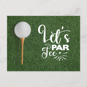 Golf Ball Let's Par Tee on green grass Postcard