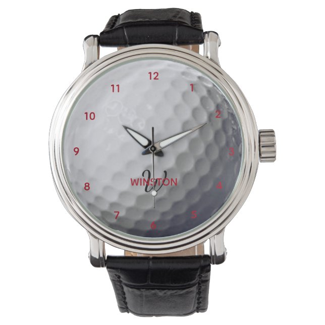 Golf Ball Look Personalised Monogram Watch (Front)