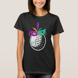Golf Ball Mardi Gras Funny Golf Nola Carnival Mask T-Shirt