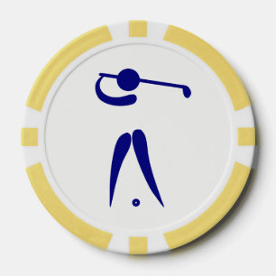 Golf Ball Marker Poker Chips Blue Golf Player