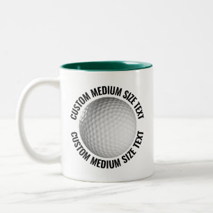 Golf Ball & Medium Text HUNTER GREEN 11oz Custom Two-Tone Coffee Mug