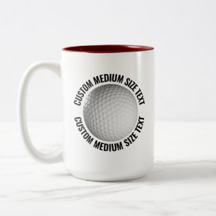 Golf Ball & Medium Text MAROON 15oz Custom Two-Tone Coffee Mug