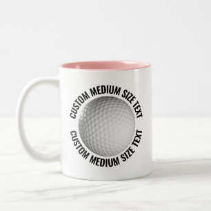 Golf Ball & Medium Text PINK 11oz Custom Two-Tone Coffee Mug