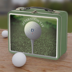 Golf Ball Monogram Afternoon Tee Golfing Metal Lunch Box