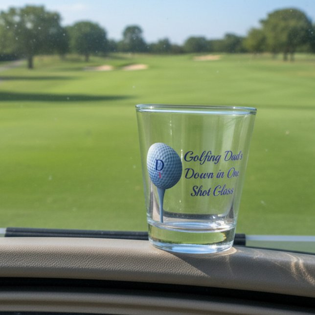 Golf Ball Monogram Down In One Golfer Shot Glass (For your Golfing Dad (or mom or you) Just add your initial and golf ball number. )