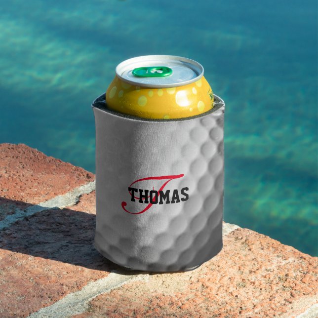 Golf Ball Monogram Personalised Can Cooler (In Situ Pool)
