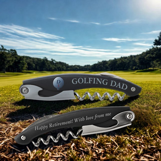 Golf Ball Monogram Waiter's Corkscrew (Just add your initial/golf ball number and a short message)