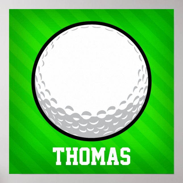 Golf Ball; Neon Green Stripes Poster (Front)